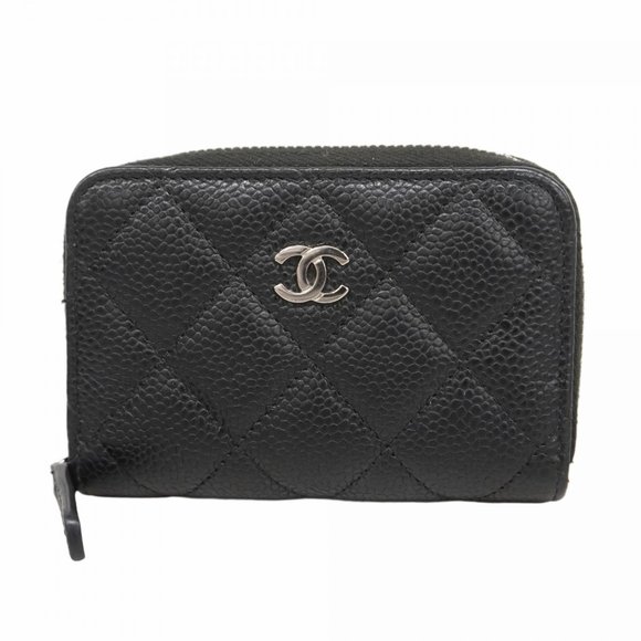 Chanel Wallet/Coin Case Matelasse Caviar Leather Black Women's - Picture 1 of 10